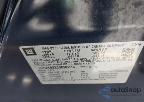 2016 Chevrolet Equinox Ls z USA, uszkodzony, nr VIN 2GNALBEK5G6305116